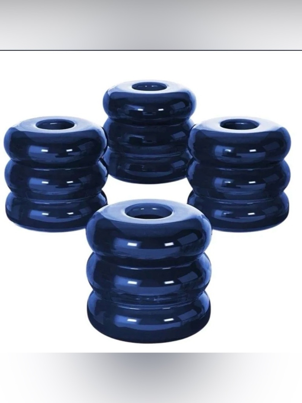 Room Essentials Blue Glass Stacked Ring Taper Candle Holders
Set of 4
New in Box